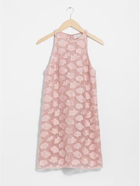& other stories pink jacquard mini dress